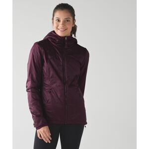 Lululemon Layer Up Reversible Jacket Bordeaux Drama Red Hooded Size 8 $198 Ret